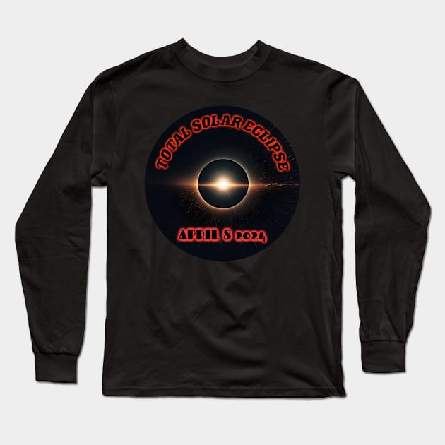 Solar Eclipse 2024 Long Sleeve T-Shirt by Obotan Mmienu